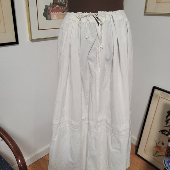 Vintage 100% Cotton Pleated and Lace Underskirt -Drawstring Waist tie XL - Picture 4 of 4